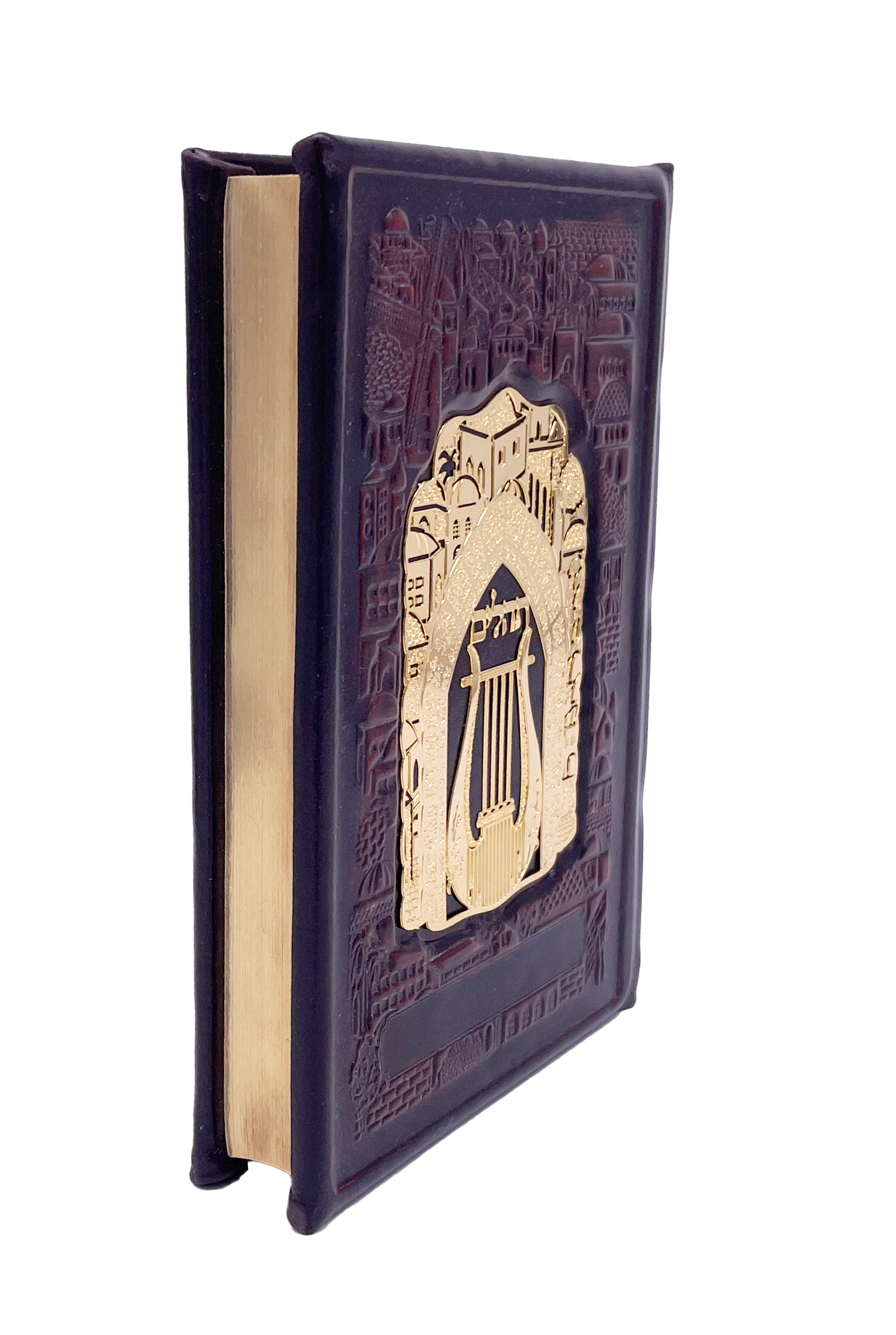 Antique Leather Tehillim Yesod Hatefilah with Gold Plate
