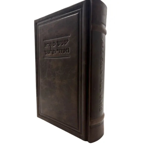 Antique Leather Shnaim Mikra V'echad Targim Frame Design 6x9