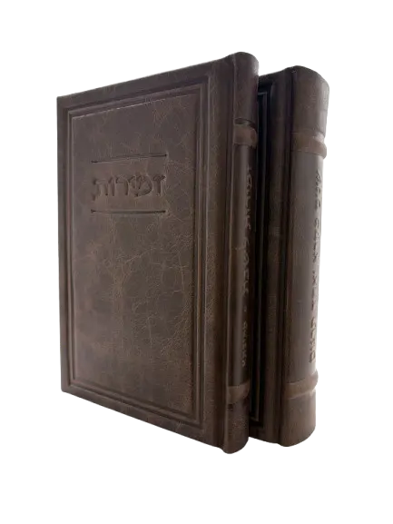 Antique Leather Shnaim Mikra V'echad Targim & Zemiros Frame Design