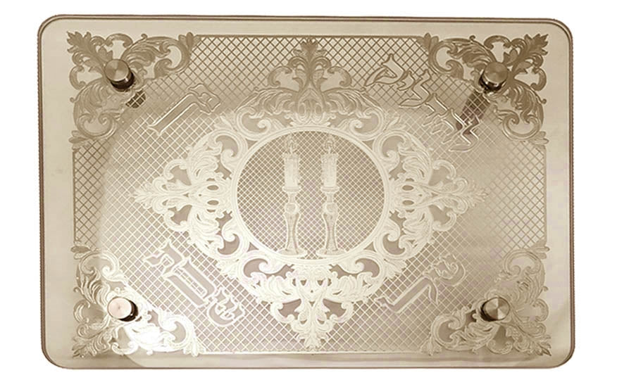 Candlestick Tray, Tempered Glass with Gold Plate